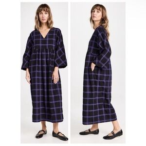 Mara Hoffman Aviva Dress in Black with Purple Embroidery